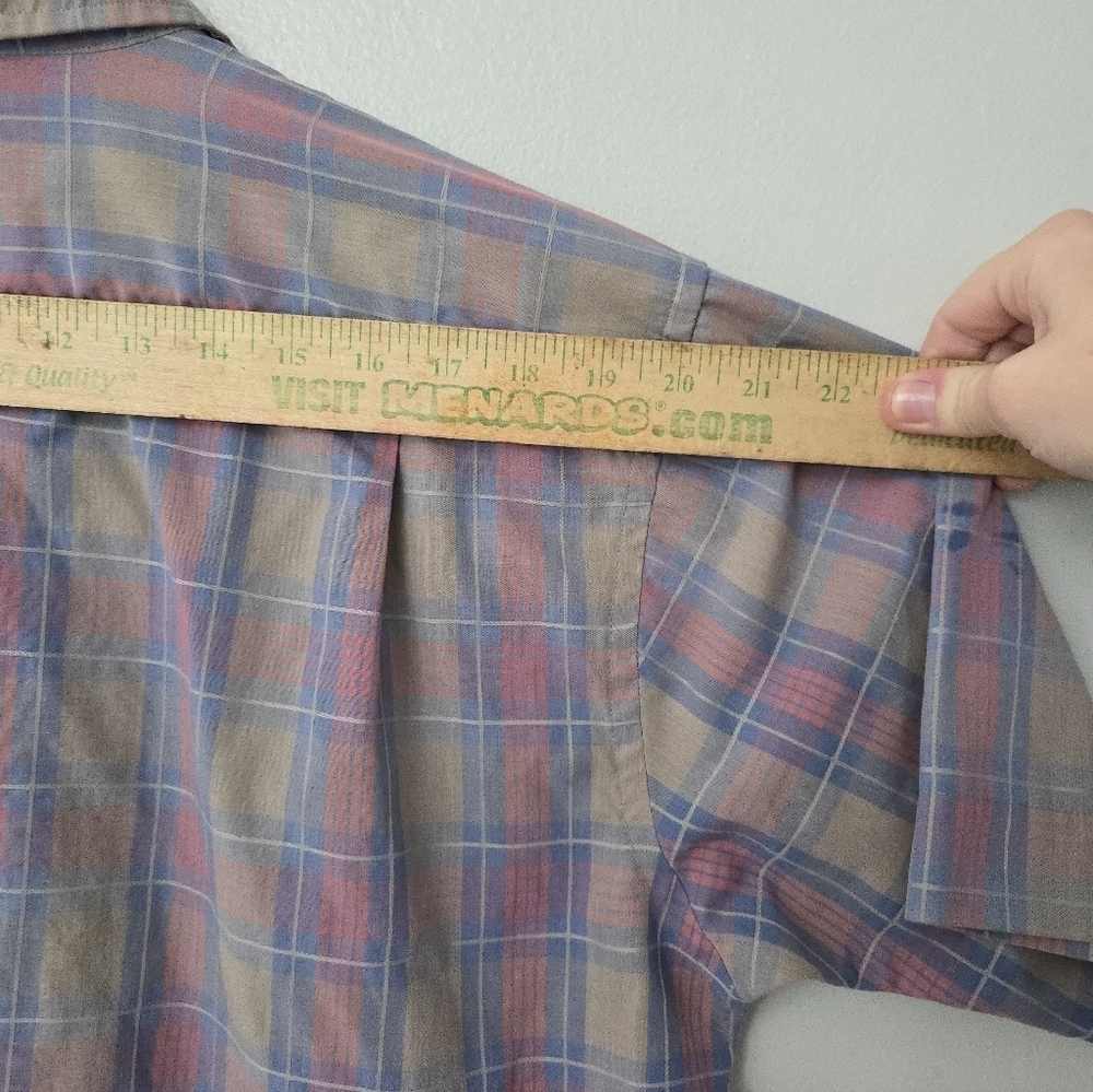Vtg 60s 70s Christian Dior Shirt Size XL Checkered Hong Kong *stained* - Picture 7 of 8